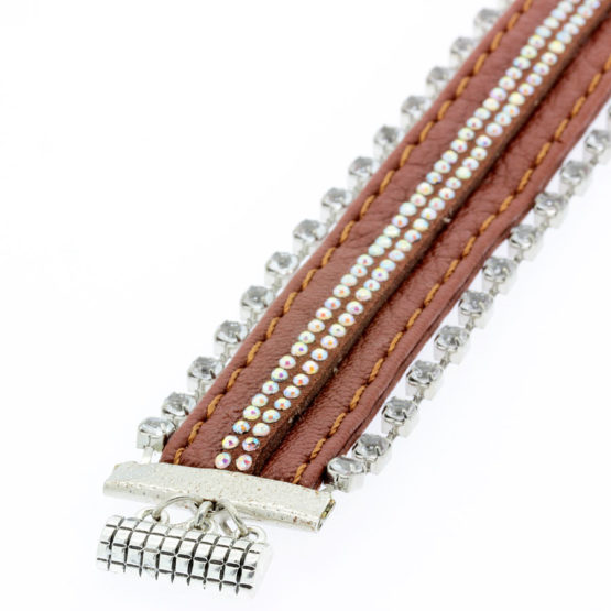 Pulseira de couro com strass