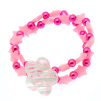 Pulseira elástica rosa com estrelas