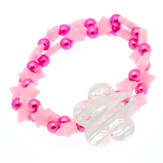 Pulseira elástica rosa com estrelas