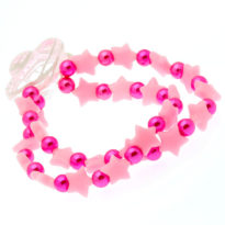 Pulseira elástica rosa com estrelas