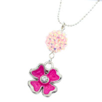 Colar com pendente flor rosa
