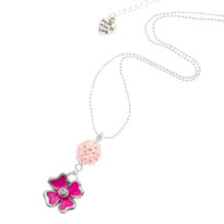 Colar com pendente flor rosa