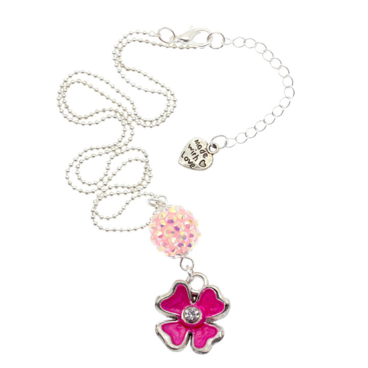 Colar com pendente flor rosa