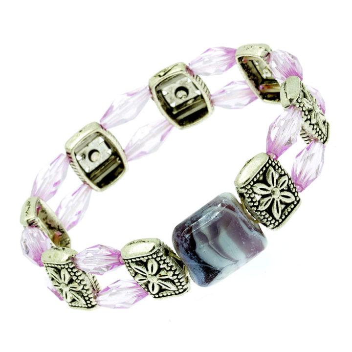 Pulseira elástica lilás fila dupla