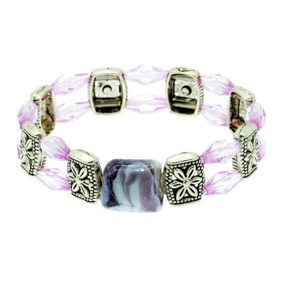 Pulseira elástica lilás fila dupla