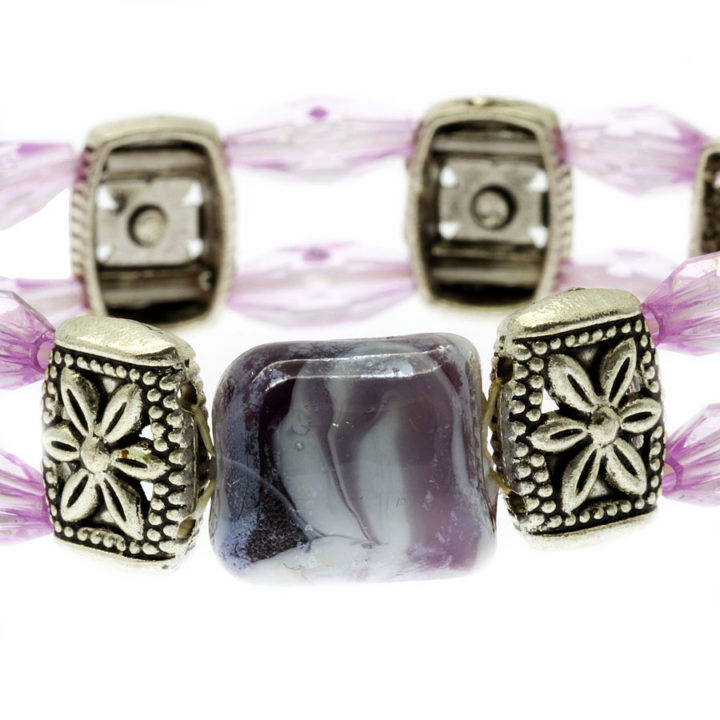 Pulseira elástica lilás fila dupla