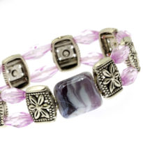Pulseira elástica lilás fila dupla