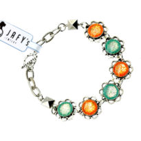 Pulseira de resina laranja turquesa