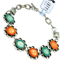 Pulseira de resina laranja turquesa