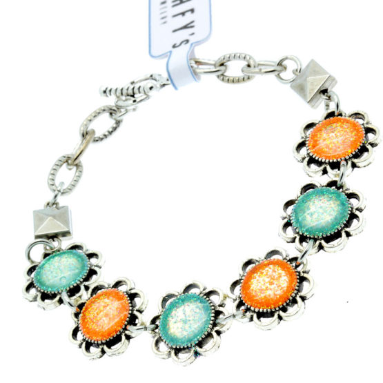 Pulseira de resina laranja turquesa