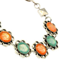 Pulseira de resina laranja turquesa