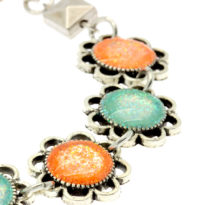 Pulseira de resina laranja turquesa