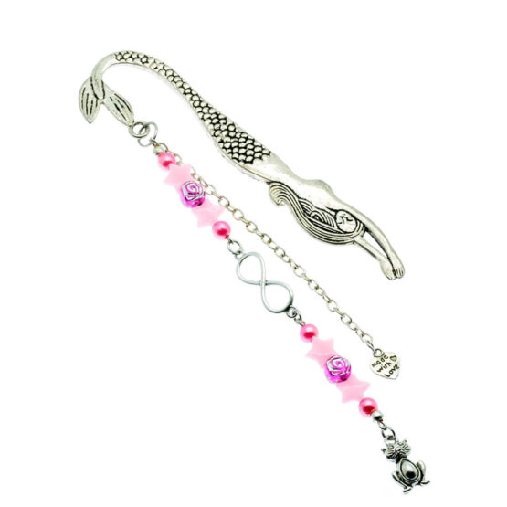 Marcador de livro rosa com gato