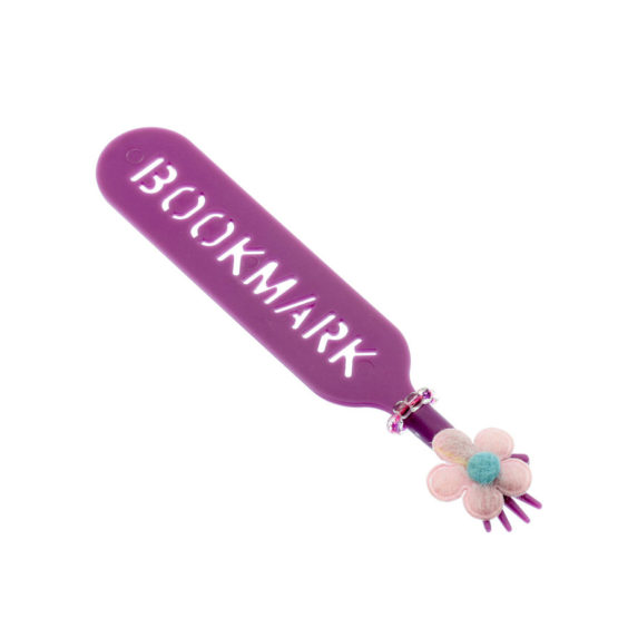 Marcador de livro roxo com flor