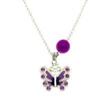 Colar com pendente borboleta roxo