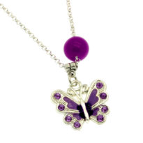 Colar com pendente borboleta roxo
