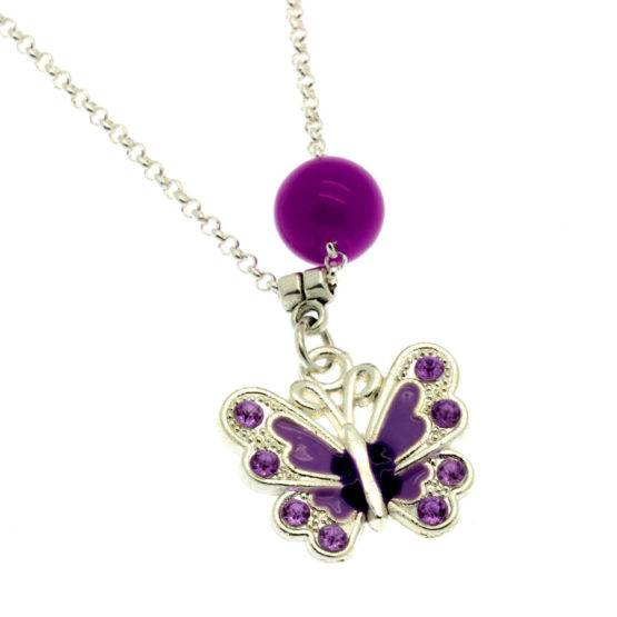 Colar com pendente borboleta roxo