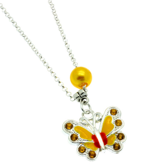 Colar com pendente borboleta amarelo
