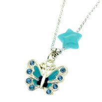 Colar com pendente borboleta azul