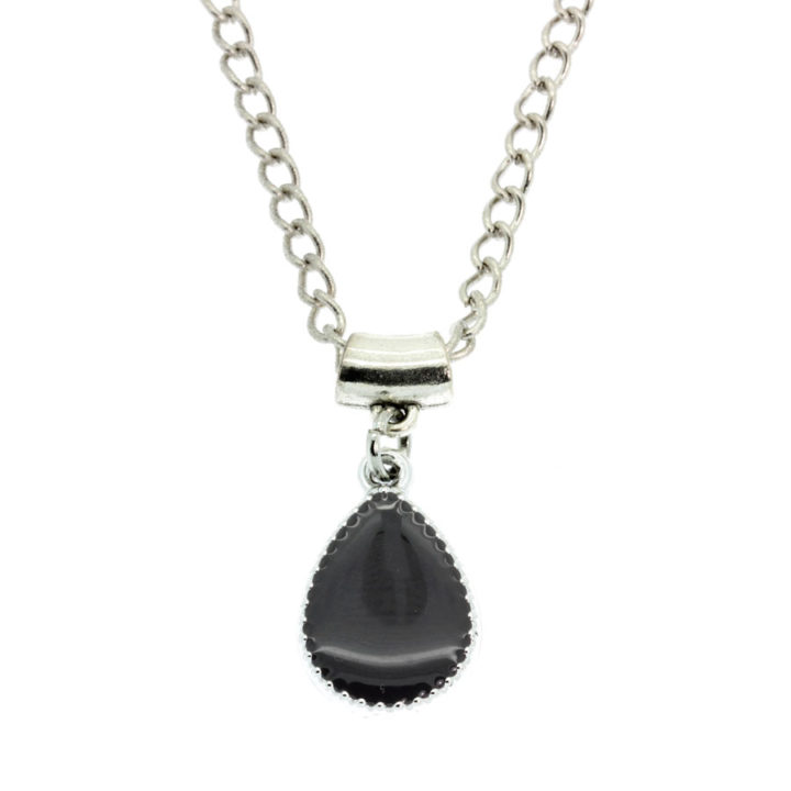 Colar com pendente gota cinzento