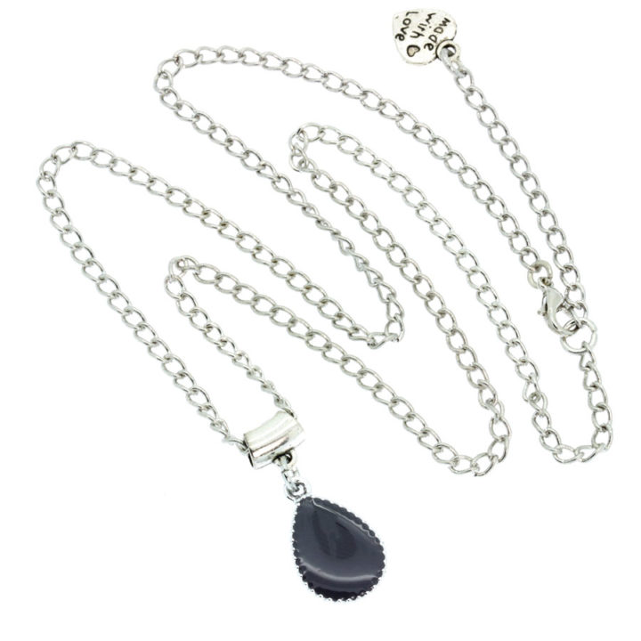 Colar com pendente gota cinzento
