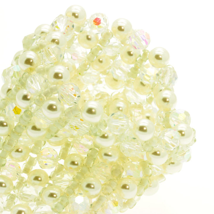 Pulseira pérola e cristal elástica larga para Noivas