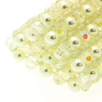 Pulseira pérola e cristal elástica larga para Noivas