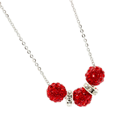 Colar com centro vermelho brilhante