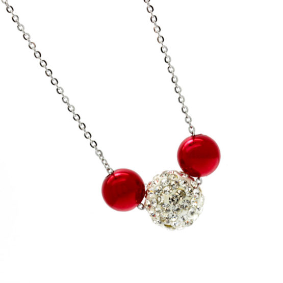 Colar com centro brilhante e vermelho