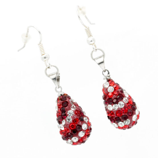 Brincos gota brilhantes vermelho e cristal