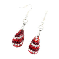 Brincos gota brilhantes vermelho e cristal