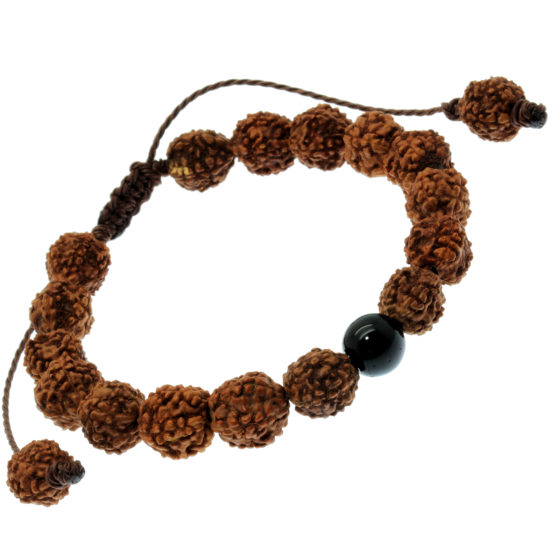 Pulseira Tibetana de sementes com pedra natural Ónix