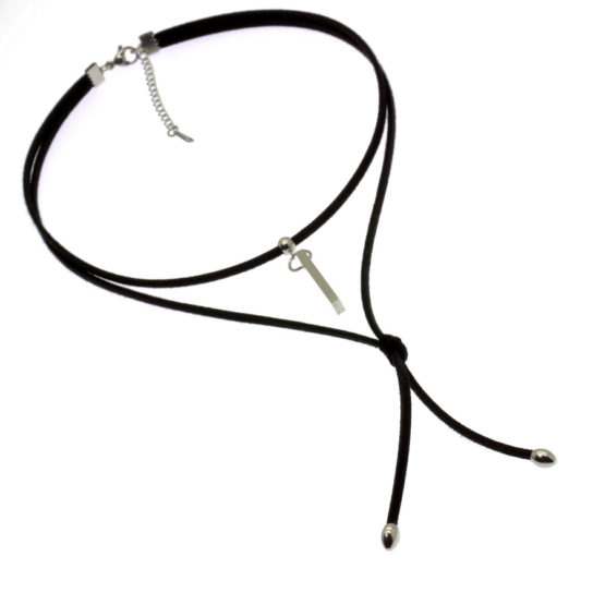 Chocker de camurça com pendente rectangular
