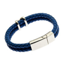 Pulseira de couro azul dupla