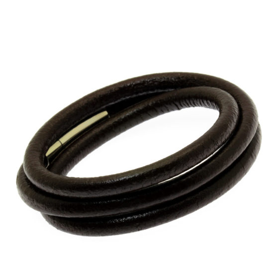 Pulseira de couro castanha tripla