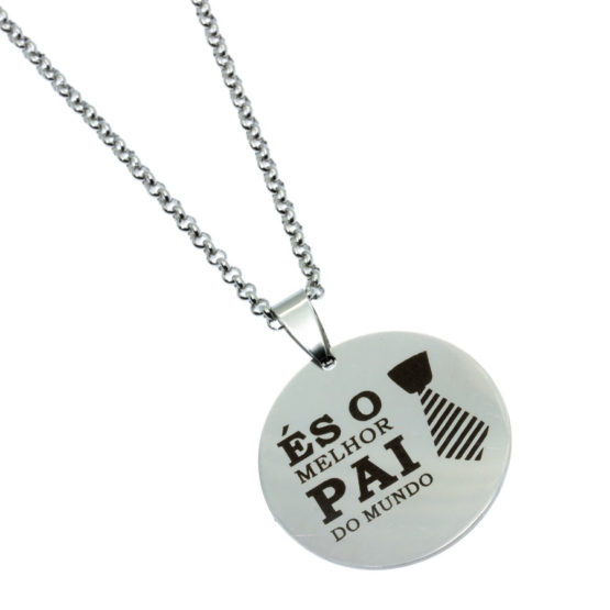 Colar aço inoxidável Melhor Pai do Mundo