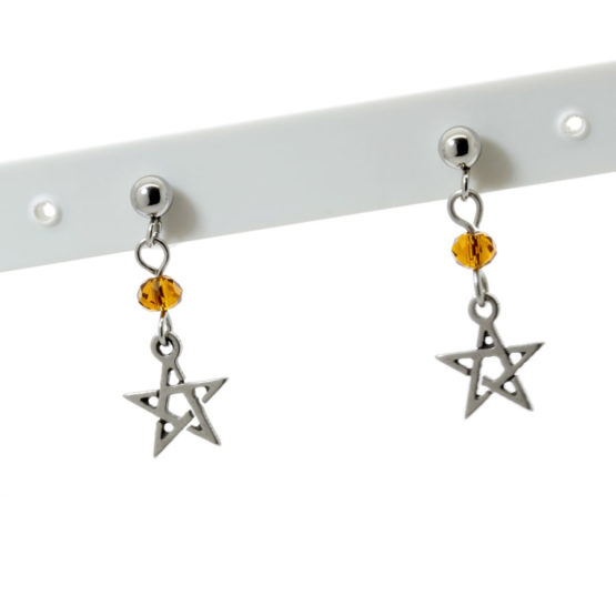 Brincos aço inoxidável com estrelas e cristais