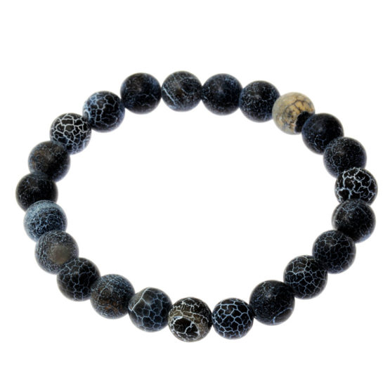 Pulseira pedras naturais Ágata azul rendada