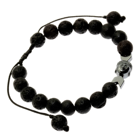 Pulseira Tibetana pedra natural vulcânica com Buda
