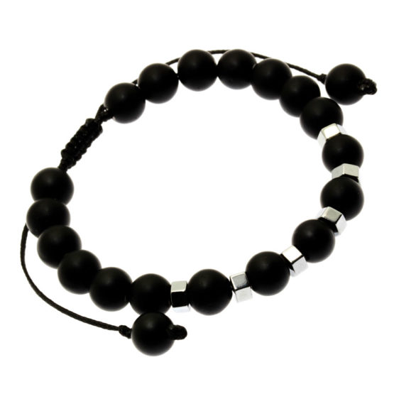 Pulseira Tibetana Ónix mate e Hematite