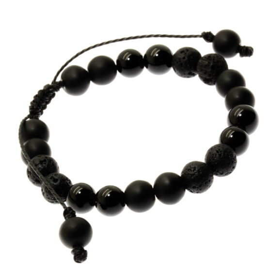 Pulseira Tibetana pedra natural Ónix e Vulcânica