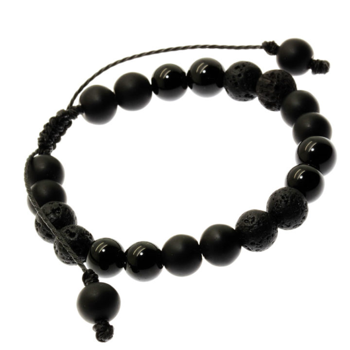 Pulseira Tibetana pedra natural Ónix e Vulcânica