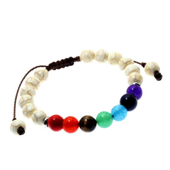 Pulseira dos 7 chakras com Howlita branca