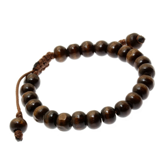 Pulseira Tibetana de madeira castanho escuro