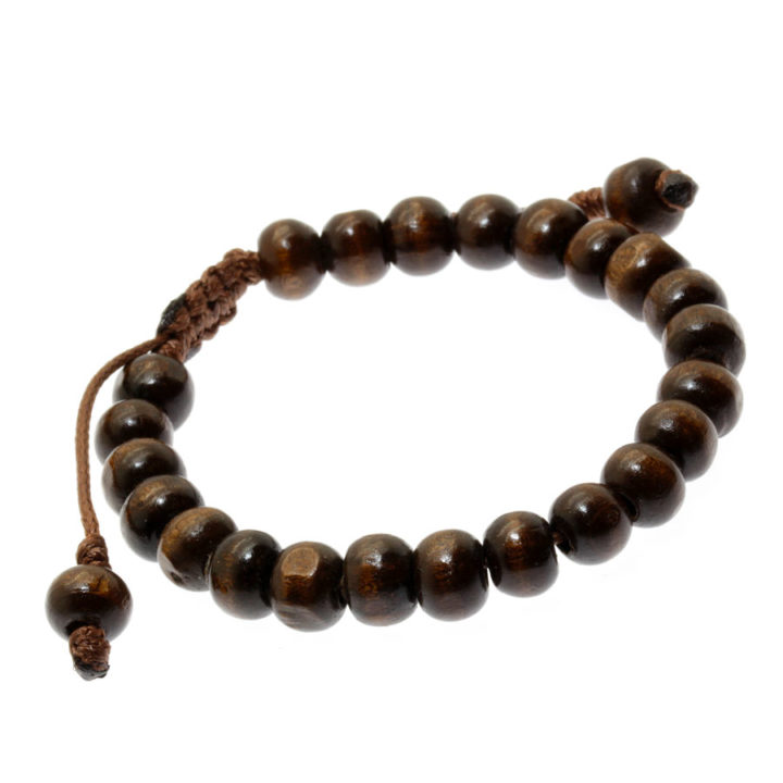 Pulseira Tibetana de madeira castanho escuro