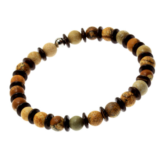 Pulseira Jaspe paisagem e coco