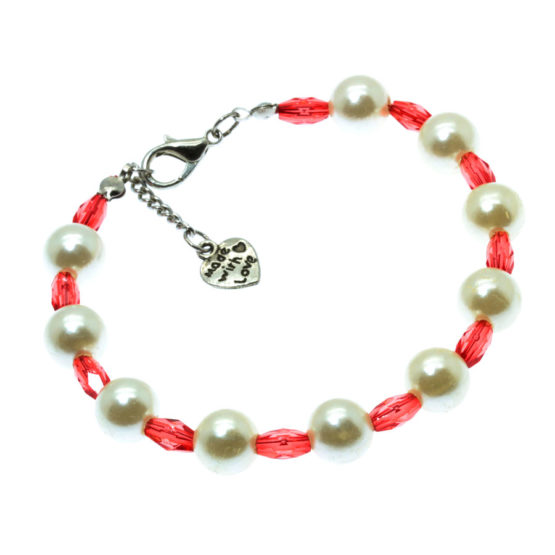 Pulseira vermelho e pérola