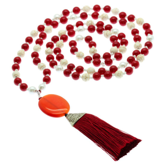 Japamala com pedras naturais Jaspe Vermelho
