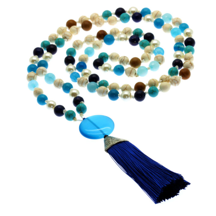 Japamala com pedras naturais Lápis-Lazuli e Turquesa
