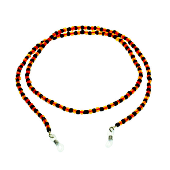 Fita de óculos de missangas laranja/preto